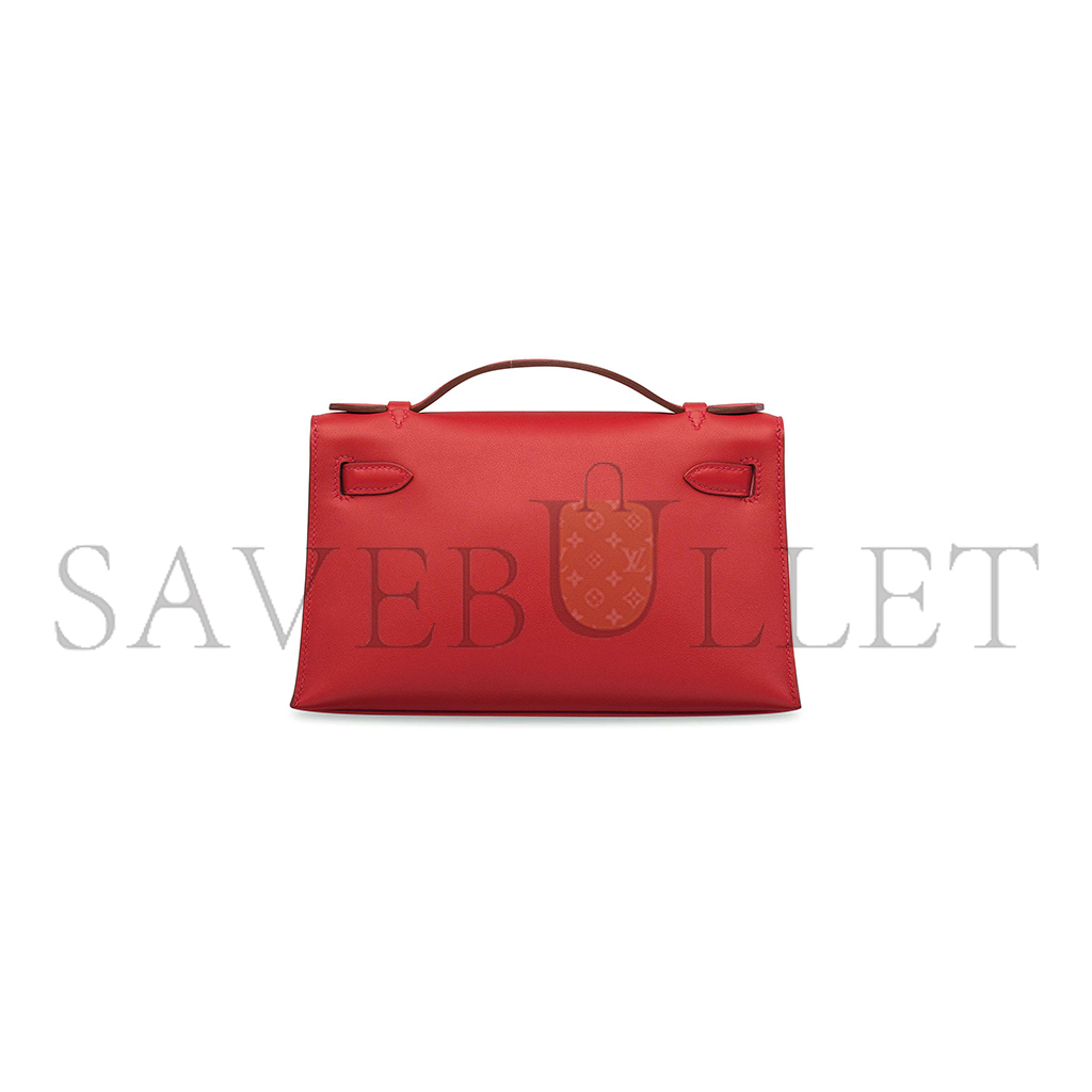 H**mes leather kelly pochette with gold hardware (22*14*7cm)